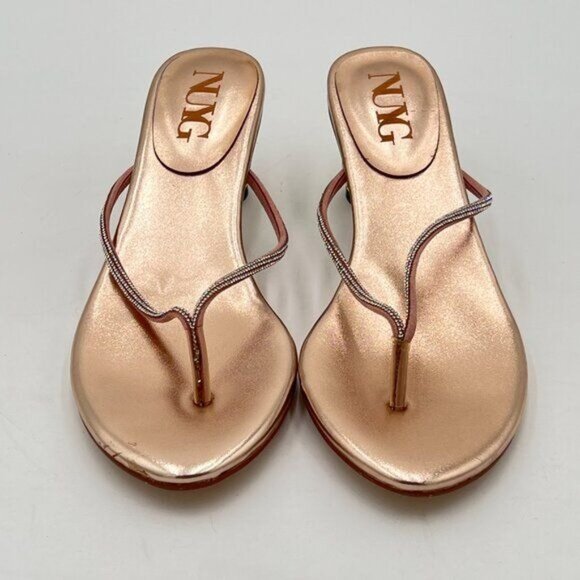 Champagne Crystal Heel Sandals Flip Flops Open Toe Daily Wearing Slippers - Picture 3 of 8